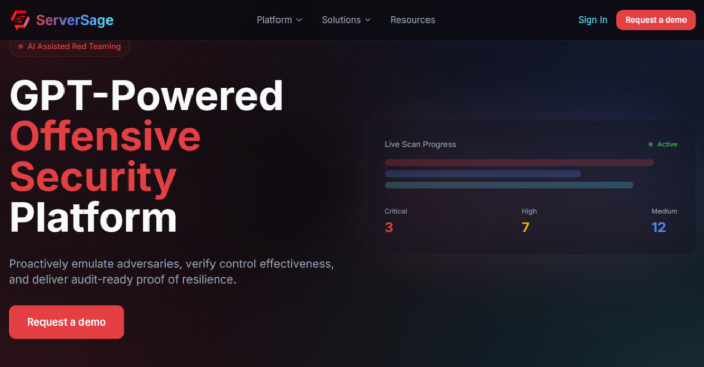 Serversage.ai screenshot and logo